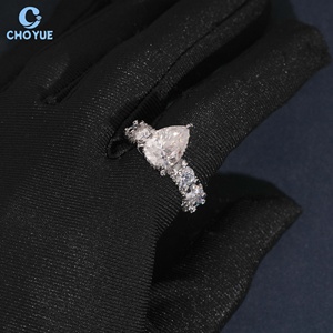 Hip Hop <b>for</b> <b>Men</b> Jewelry Moissanite Engagement <b>Ring</b> Pear Cut Pave Setting 925 Silver Rhodium Plated Women's Luxury Jewelry - Product Image 3