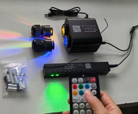 Kit d'éclairage d'étoiles scintillantes à double tête RGBW 20W DC12V + moteur de lumière étoile filante RGB 9W, 1000 fibres optiques de 0,75 mm + 240 fibres optiques de 3 m