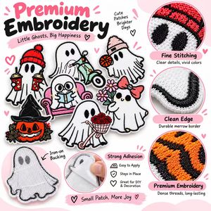 Patch brodé thermocollant Kawaii fantôme, sorcière et citrouille pour Halloween, idéal pour les fêtes d'enfants - Vente en gros - Product Image 4