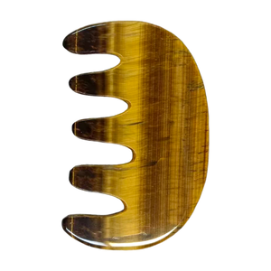 Peine de Piedra Ojo de Tigre Natural para Masaje del Cuero Cabelludo, Cuidado de la Salud Meridiana, Herramienta de Belleza con Mango Retro para Raspado - Product Image 5