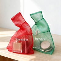 Sac fourre-tout transparent mat en organza durable et réutilisable pour cosmétiques, parfums, rangement, cadeaux, avec étiquette personnalisée, emballage et sac de shopping