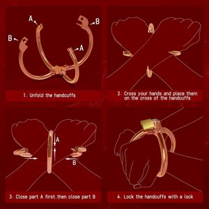 Esposas Metálicas para Juegos de Bondage, Juegos BDSM, Juguetes Sexuales para Adultos y Juegos SM, Esposas Cruzadas con Bloqueo para Parejas - Product Image 4