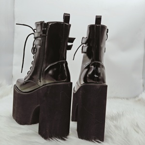 <span class=keywords><strong>Stivali</strong></span> alla Caviglia da Donna 2025, Nuovo Design di Lusso, Fatti a Mano, Alta Qualità, Punta Quadrata, Tacco Alto, Colore Nero - Product Image 6