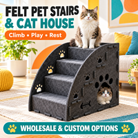 Escalier pour animaux de compagnie en feutre personnalisé 2-en-1 : marches d'escalade pour chat et lit cachette OEM ODM Vente en gros