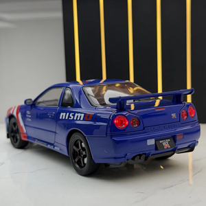 Modèle de voiture Nissan <span class=keywords><strong>GTR</strong></span> R34 en métal alliage à l'échelle 1:24 JLF Diecast, avec son et lumière, modèle de voiture à recul, cadeau de collection - Product Image 6