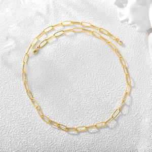 สร้อยคอโซ่ทองเหลืองสุดหรูสร้อยคอทองและเงินทันสมัยพร้อมกรงเล็บการตั้งค่าฝังสไตล์หลายชั้น - Product Image 5