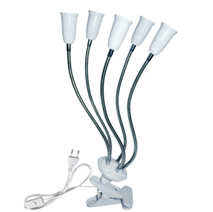 Support de lampe à pince 5 têtes, douille de lampe de bureau flexible à 360 degrés, douille E27 avec interrupteur marche/arrêt, prise US EU UK, col de cygne à clipser - Product Image 3
