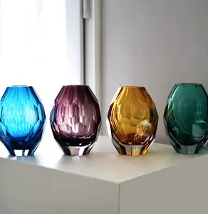 Янтарная Современная уникальная стеклянная ваза нового типа, Свадебный центральный элемент, стеклянная ваза для цветов, Хрустальная ваза