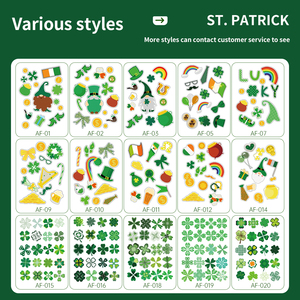Autocollants de trèfle <span class=keywords><strong>irlandais</strong></span> vert auto-adhésif à quatre feuilles pour enfants St Patricks Day Face Body Party Celebrations - Product Image 6