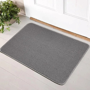 Tapis anti-salissures d'intérieur lavable 60x75cm gris, motif moucheté 100% coton, SUPER ABSORBANT, antidérapant - Product Image 3