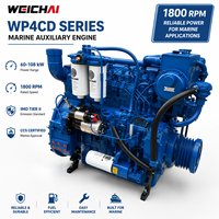Moteur diesel auxiliaire marin SCDC Weichai WP4C 60-108 kW 1800 tr/min 4 cylindres pour groupe électrogène marin 60 Hz