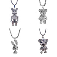 À la mode petit Panda pendentif femmes hommes Hip-Hop Long lien mignon diamant incrusté Zircon parfait Couple accessoires collier
