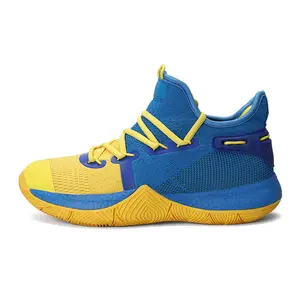 Sıcak satış çocuklar Fly örgü sahası Sneakers Retro renkli yüksek üst basketbol ayakkabıları yeni tasarım stilleri gelenler botları