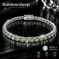 Bracelet en Moissanite en Gros, Argent S925, Anti-ternissement, Couleur D, Solitaire Rond Serti Clos, Minimaliste, Cadeau pour Elle