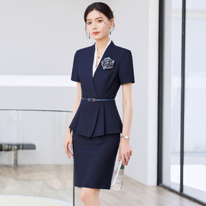 Hotel Uniforms Women Short Sleeve Suit Set Professional Workwear For Receptionists Cashiers Summer 2025 - Product Image 1