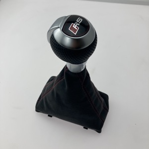 Perilla de palanca de cambios con agujero de panal para <span class=keywords><strong>Audi</strong></span>, pomo de palanca de cambios con ajuste de arranque DSG Stronic, líneas negras y rojas, cubierta de polvo para <span class=keywords><strong>Audi</strong></span> - Product Image 3