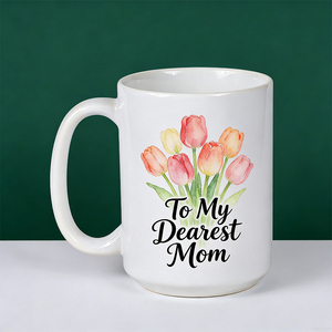 Mug en céramique personnalisé « Le Sourire <span class=keywords><strong>de</strong></span> <span class=keywords><strong>Maman</strong></span> » avec motif floral bleu, tasse à café blanche <span class=keywords><strong>de</strong></span> 15 oz, cadeau personnalisé pour la Fête des Mères - Product Image 4