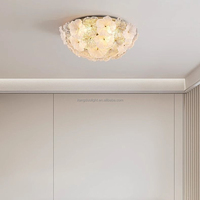 Plafonnier LED en acier et verre de style français, luxe léger européen, en forme de fleur, avec garantie de 3 ans pour chambre à coucher