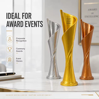 Trophée en résine incurvé moderne HBL personnalisable avec gravure de logo sur mesure, pour prix de cérémonie annuelle d'entreprise en petites séries