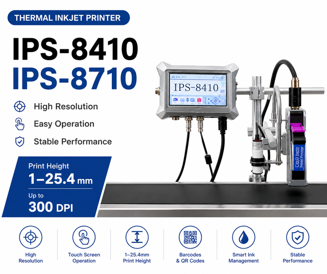12.7/25.4 mm Industrial Thermal Inkjet Printer for High-Speed Batch, Date, and Barcode Coding