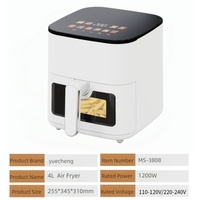 Freidora de Aire Multifuncional de Alta Capacidad 4L, Totalmente Automática, con Calefacción, Horno Eléctrico sin Aceite de 1200W para Uso Doméstico