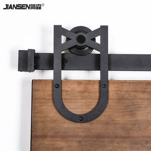 Kit de quincaillerie pour <span class=keywords><strong>porte</strong></span> de grange coulissante personnalisable Accessoire de base pour <span class=keywords><strong>porte</strong></span> en bois robuste noir Kit de quincaillerie pour <span class=keywords><strong>porte</strong></span> de grange suspendue - Product Image 2