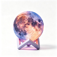 Lampe lunaire LED peinte à 16 couleurs, veilleuse tactile 3D avec support, décoration de chambre et de maison, cadeau d'anniversaire