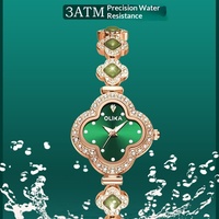 Montre à quartz pour femme trèfle à quatre feuilles, bijoux en calcédoine, lumineuse, étanche 30M, boîtier métallique, mouvement japonais MIYOTA - Grande Vente