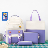 Ensemble de sacs d'école personnalisés avec logo, grande capacité, quatre pièces, sac à dos étudiant, fermeture éclair tendance, nylon durable