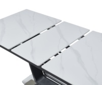 Table à manger extensible rectangulaire moderne de luxe avec plateau en marbre et pieds en métal pour 10 personnes, pour la maison et l'hôtellerie, meubles de salle à manger