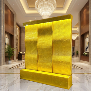Golden Acrylic Water Wall Waterfall with LED Light Movable Partition Suitable for Indoor Wall Decoration - Product Image 1