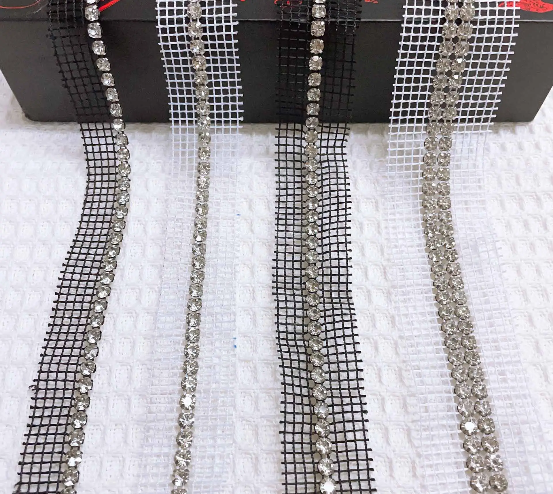 JFL013 Wholesale Mesh Gauze Lace Bead Rhinestones Chain Webbing Clothing Accessories For Headgear Shoes Materials Luggage