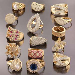 Bagues de mariage tendance en alliage plaqué or 18 carats avec zircon, 1 gramme, nouveau modèle pour femmes et unisexe (États-Unis) - Product Image 6