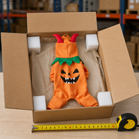 MEIQIPETBABY Costume d'hiver pour animaux de compagnie, combinaison à capuche en polaire orange pour chien, déguisement de citrouille pour Halloween, pour petits chiens et chats