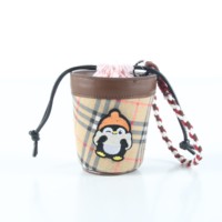 Mini sac seau à cordon, sac à poignet à carreaux avec motif de dessin animé, petite pochette portable pour bouteille, écouteurs, rouge à lèvres, clés, pour usage quotidien