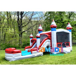 Hot <b>Sale</b> 5 in 1 Wet Dual Lane Combo Bounce House Inflatable Jumping Bouncy WaterCombo <b>for</b> Party Business - Product Image 1