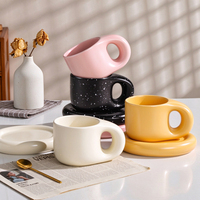 Tasse à café en céramique personnalisée, style nordique, mug en porcelaine écologique avec soucoupe et plateau, logo personnalisé mignon, vente en gros