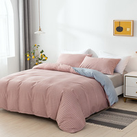 Parure de lit super confortable de style japonais en polyester épais à motif quadrillé, toucher doux, pour lit Queen et King Size