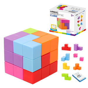 Nhựa mini Magic <span class=keywords><strong>Cube</strong></span> Khối Câu Đố 3x3x3 với thẻ não đào tạo giáo dục biểu tượng tùy chỉnh hộp màu Unisex - Product Image 1