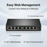 Switch Gigabit Web Managed 8-Port yang Dapat Disesuaikan, Switch Ethernet Pintar untuk Bisnis Kecil, Kantor, dan Jaringan CCTV