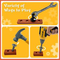 Juego de Herramientas de Juguete para Niños EPT, Kit de Construcción de Juego de Imitación, Caja de Herramientas con Taladro Electrónico, Martillo, Destornillador y Llave Inglesa