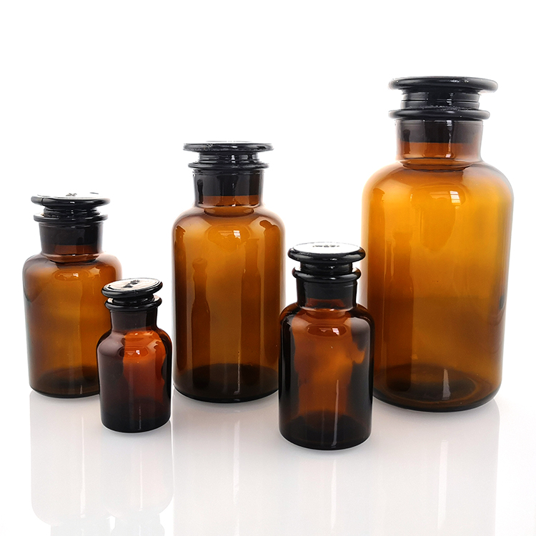Различные характеристики лабораторные реагенты, стеклянная бутылка, коричневая бутылка реагента, бутылка с широким горлом, коричневая бутылка реагента