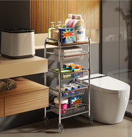 Carrito de Almacenamiento para Cocina, Estante con Ruedas, Estante Móvil de Acero al Carbono para Cocina, Baño, Organizador de Aperitivos