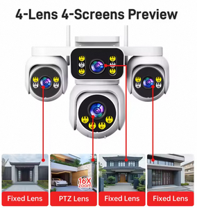 Caméra de sécurité extérieure sans fil 20MP 4 objectifs en temps réel IP66 <span class=keywords><strong>avec</strong></span> zoom, suivi automatique, vision nocturne, PTZ, audio bidirectionnel et alarme - Product Image 6