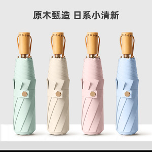 ร่มพับสามตอนแบบมินิมอล 8 ซี่โครง 100 ซม. เปิดปิดด้วยมือ ป้องกันแดดฝน ใช้สำหรับเดินทาง วัสดุโพลีเอสเตอร์ - Product Image 2
