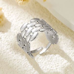 Anillos de Joyería Punk al por Mayor, Anillos de Acero Inoxidable Chapados en Oro Resistentes al Deslustre para Mujer, Anillos de Cadena de Moda - Product Image 3