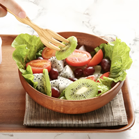 Ensemble de bols de service en bois écologiques jetables, faits à la main, grands et solides, pour salades et légumes