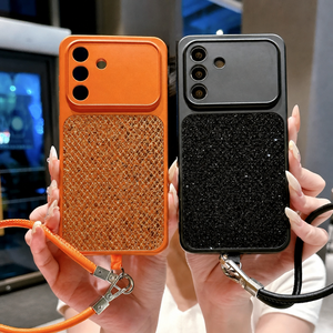 Étui <span class=keywords><strong>personnalisable</strong></span> tendance avec strass et diamants pour <span class=keywords><strong>Samsung</strong></span> S26 Ultra S25 avec bracelet en cuir, luxe et antichoc - Product Image 1