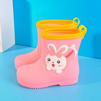 Kinder-PVC-Regenstiefel Kindergarten-Mädchen Neuer Stil Rutschfeste Wasserdichte Schnürstiefel mit Cartoon-Motiv Ganzjährig Nutzbar