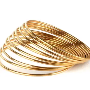 Gulungan berlapis emas 18K untuk wanita, gelang baja Titanium cincin polos 3mm berlapis emas gaya laris